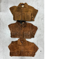 Set of 3 Vintage  Men's Brown Suede Distressed Leather Hippie Biker Jacket