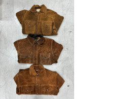 Set of 3 Vintage  Men's Brown Suede Distressed Leather Hippie Biker Jacket
