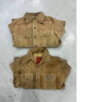 Set of 2 Vintage 1980's Rough-out Suede Western Overshirt jacket. Made in Mexico