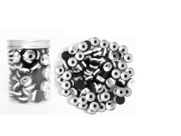 20mm Black Flip-On Caps, 100 pcs, Aluminum, Plastic, Black