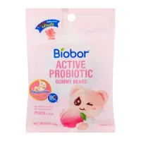 Set of 6 BIOBOR Active Probiotic Gummy Bears Peach Flavor 23 g.