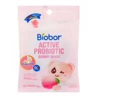 Set of 6 BIOBOR Active Probiotic Gummy Bears Peach Flavor 23 g.