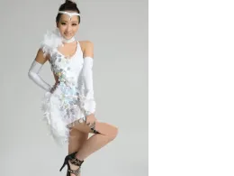 Concert dress for dancing, white + gloves and headdress