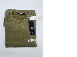 ZAHAVEC Men's khaki green round neck t-shirt