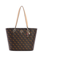 Noelle Small Elite Logo Tote Bag in Brown | GUESS Women's Handbags