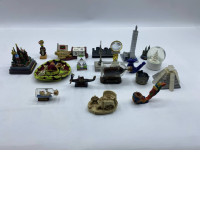 Big Set collection of small souvenirs from world landmarks and travel mementos.