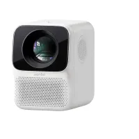 White Wanbo T2 Max Projector 4K second hand. The kit includes a cable and a remote control