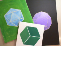 Set of 3 canvas paintings, geometric shapes