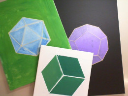 Set of 3 canvas paintings, geometric shapes