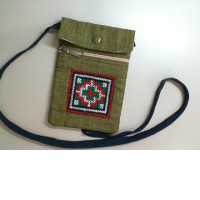 Small green fabric shoulder bag
