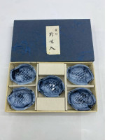 Glass, glass cup for dipping sauce with fish pattern