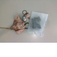 Set of 3 keychains, fabric