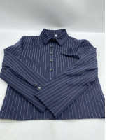 Women's long-sleeved shirt, blue with white stripes