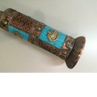 Metal lantern for candle inside