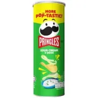 Set of 3 Pringles potato chips, sour cream and onion flavor, 102 g.