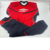 Red and black long-sleeved shirt and black pants for sports