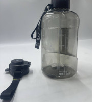 Black clear plastic bottle
