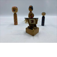 Set of 4 Japanese wooden dolls