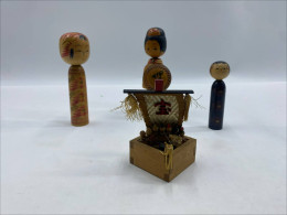 Set of 4 Japanese wooden dolls