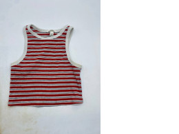 Women's red tank top with white stripes