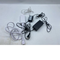 Set of 3 AC to DC power adapters and cables, used to power various electronic devices.