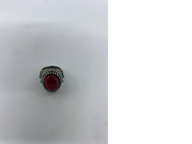 Silver ring with red beads Silver ring with red beads