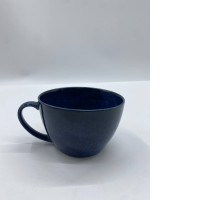 Glass, coffee glass with blue handle 