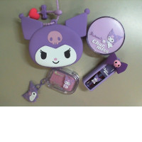 A set of children's cosmetics in a small bag, Kuromi, powder, blush, lip gloss A set of children's cosmetics in a small bag, Kuromi, powder, blush, lip gloss