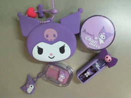 A set of children's cosmetics in a small bag, Kuromi, powder, blush, lip gloss A set of children's cosmetics in a small bag, Kuromi, powder, blush, lip gloss