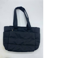 Black Errya Nylon Quilted Puffy Tote Bag