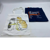 Set of 2 White and blue cloth bag