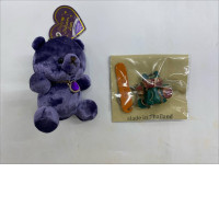 Set of 2 Teddy bear and cat doll keychains