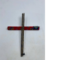 Coconut shell chopsticks in a red box