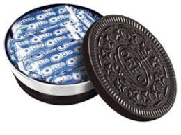 Oreo cookies in a tin