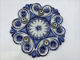 Cake and Easter Egg Serving Plate, Blue and White Porcelain, Glass, Vintage