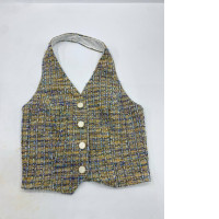 Tweed halter neck vest with buttons
