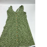 Women's green floral pattern short dress