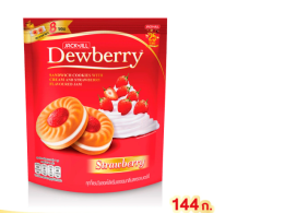 DEWBERRY Sandwich Cookies with Cream and Strawberry Flavored Jam 144 g.