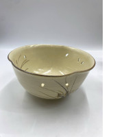 Glass, large glass rice bowl with bamboo pattern, made from Kiyomizu pottery, Japan.