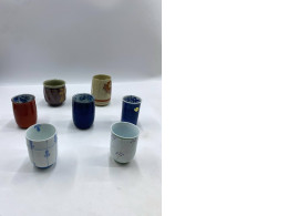 Set of 7 Glass: Tall Japanese tea glass with pattern