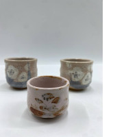 Set of 2 Glass Japanese Pottery Tea Ceremony Bowl 