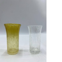 Set of 2  Ryukyu glass tumblers, featuring a distinctive crackled finish and air bubbles.  