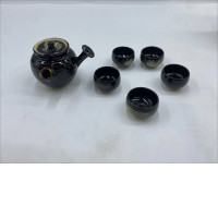 Set of 6 Glass, hot teapot, black Japanese hot tea glass, small size 