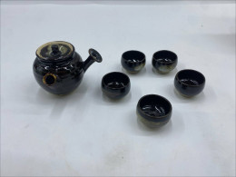Set of 6 Glass, hot teapot, black Japanese hot tea glass, small size 