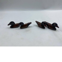 Set of 4 Small wooden mandarin duck sculpture