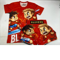 BLEGEND  Children's boxing training shirt and red children's boxing shorts