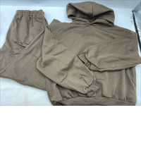 Brown hooded sweatshirt and brown pants