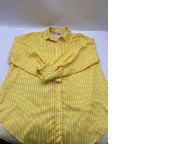 Yellow long-sleeved shirt with white stripes Yellow long-sleeved shirt with white stripes
