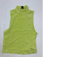 Women's green sleeveless turtleneck top