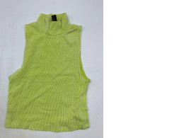 Women's green sleeveless turtleneck top
